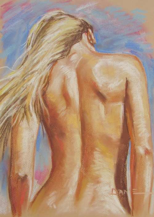 Nude XIII, pastel artwork by Danie Cronje, unframed